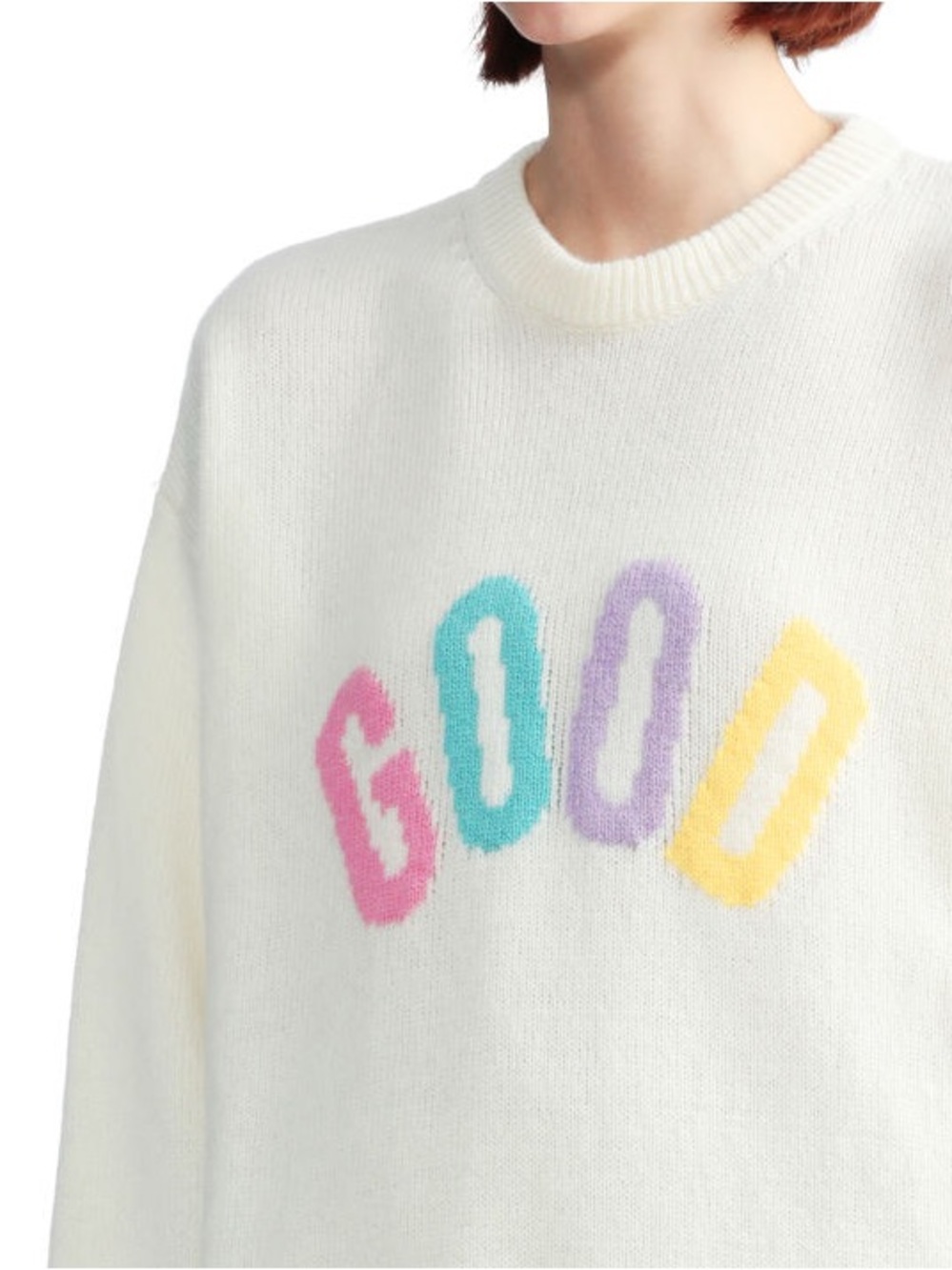 Cream GOOD Graphic Crewneck Sweater by Irene is good